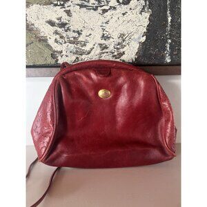 Vintage 70s Albert Nipon red leather dome crossbody shoulder bag embossed